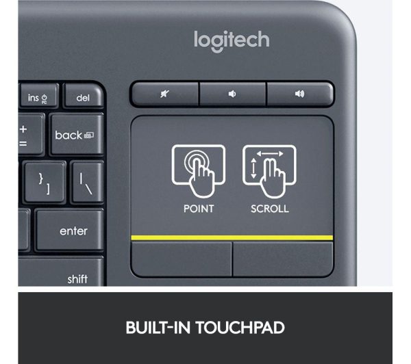 LOGITECH K400 Plus Wireless Keyboard - Dark Grey