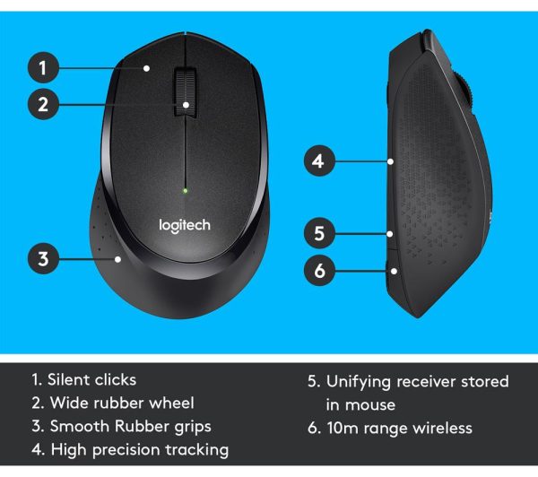 LOGITECH M330 Silent Plus Wireless Optical Mouse - Black
