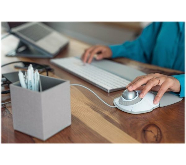 KENSINGTON K72500WW Wired Optical Mouse Orbit with Scroll Ring - White & Silver