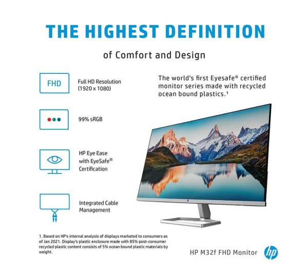 HP M32f Full HD 31.5" VA LCD Monitor - Black & Silver