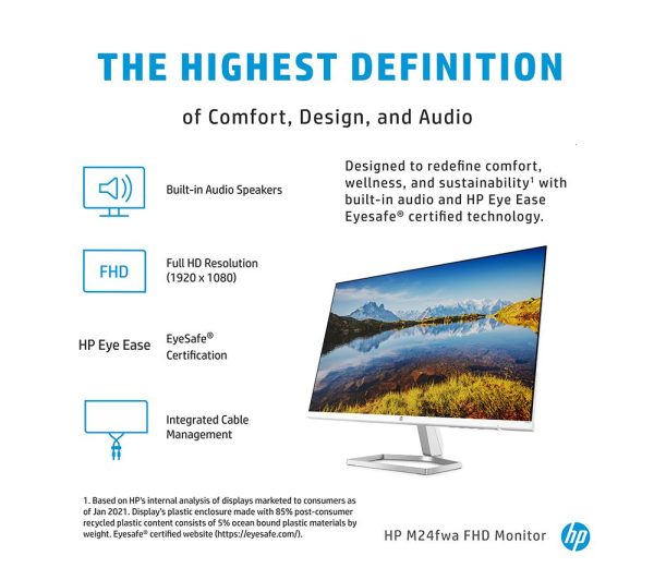 HP M24fwa Full HD 23.8" IPS LCD Monitor - White