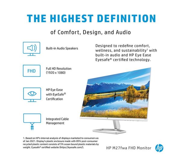 HP M27fwa Full HD 27" IPS LCD Monitor - White