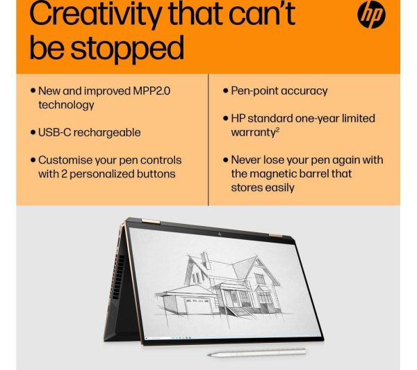 HP Rechargeable MPP 2.0 Tilt Stylus Pen - Silver