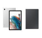 SAMSUNG Galaxy Tab A8 10.5" Tablet (32 GB, Silver) & Book Cover (Dark Grey) Bundle