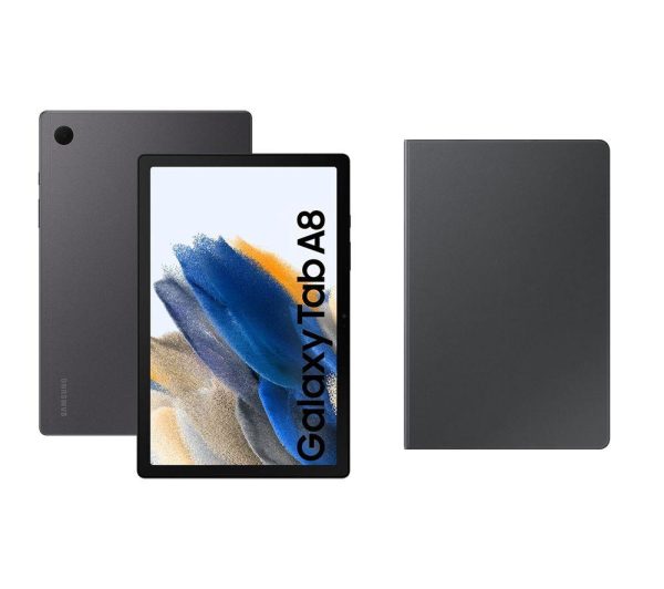 SAMSUNG Galaxy Tab A8 10.5" 4G Tablet (32 GB, Graphite) & Book Cover (Dark Grey) Bundle
