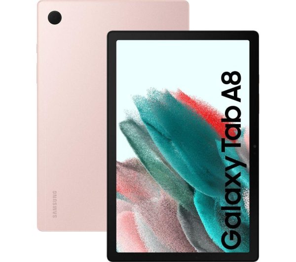 SAMSUNG Galaxy Tab A8 10.5" Tablet (64 GB, Pink Gold) & Book Cover (Dark Grey) Bundle