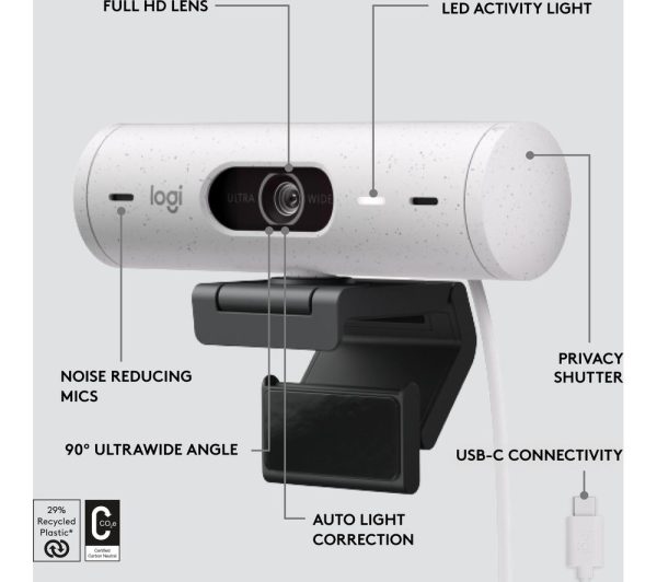 LOGITECH Brio 500 Full HD Webcam - Off-White