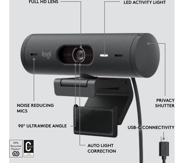 LOGITECH Brio 500 Full HD Webcam - Graphite