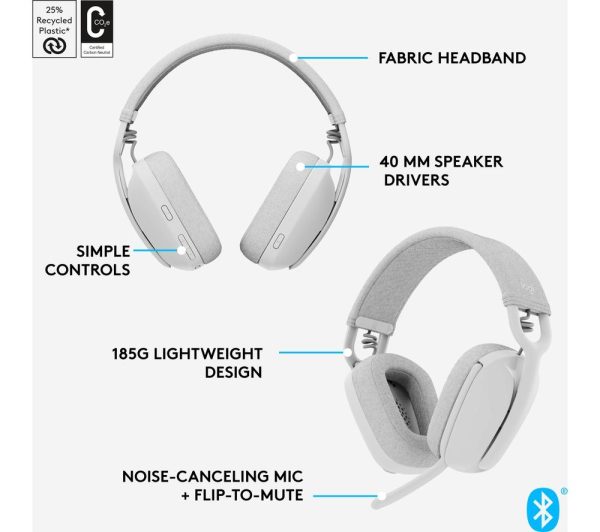 LOGITECH Zone Vibe 100 Wireless Headset - Off-White