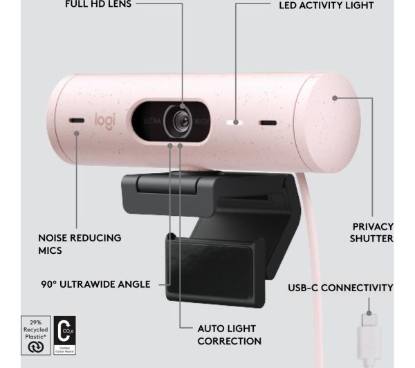 LOGITECH Brio 500 Full HD Webcam - Rose
