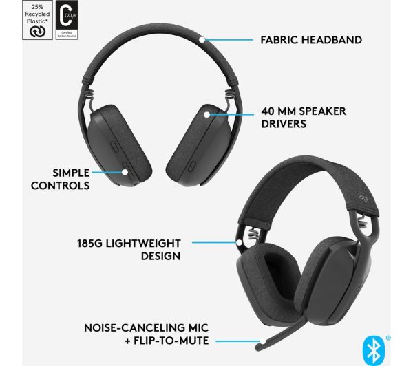 LOGITECH Zone Vibe 100 Wireless Headset - Graphite