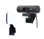 LOGITECH Brio 500 Full HD Webcam & Litra Glow Streaming Light Bundle