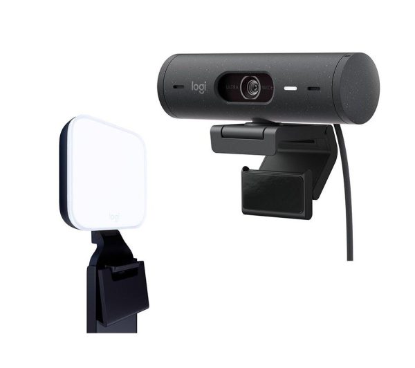 LOGITECH Brio 500 Full HD Webcam & Litra Glow Streaming Light Bundle