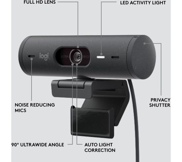 LOGITECH Brio 500 Full HD Webcam & Litra Glow Streaming Light Bundle