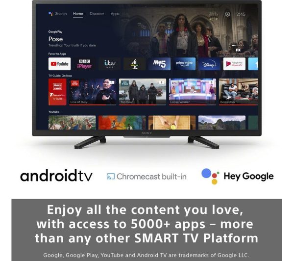SONY BRAVIA KD32W800P1U 32" Smart HD Ready HDR LED TV with Google Assistant