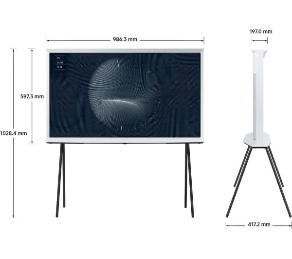 SAMSUNG The Serif LS01BG 43 inch Smart 4K Ultra HD HDR QLED TV in Cloud White (2022) - QE43LS01BGU
