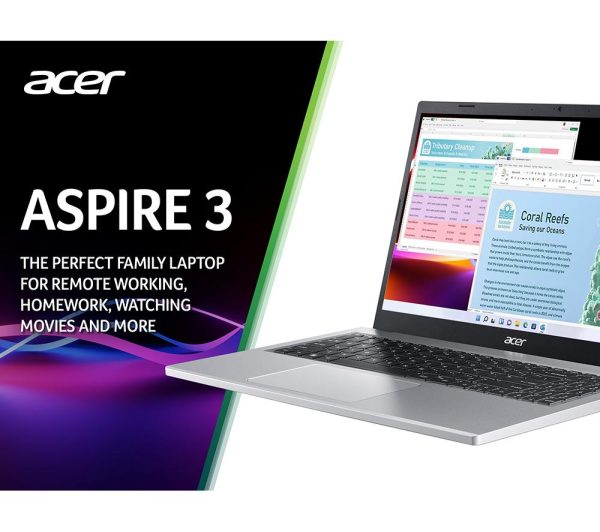 ACER Aspire 3 15.6" Laptop - AMD Ryzen 3, 128 GB SSD, Silver