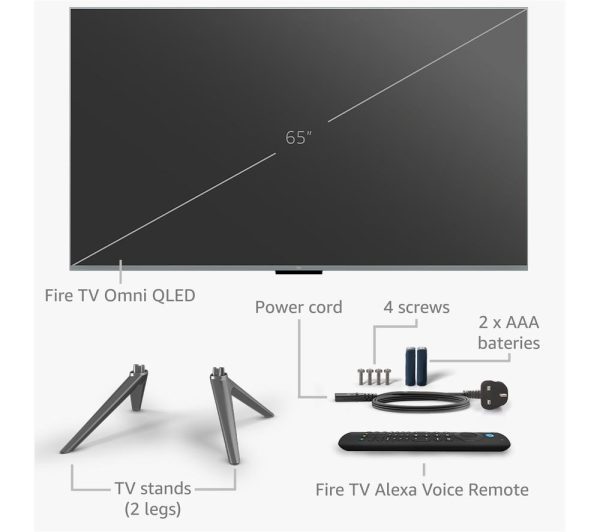 AMAZON Omni QLED Series Fire TV QL65F601U 65" Smart 4K Ultra HD HDR TV with Amazon Alexa
