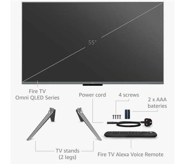 AMAZON Omni QLED Series Fire TV QL55F601U 55" Smart 4K Ultra HD HDR TV with Amazon Alexa