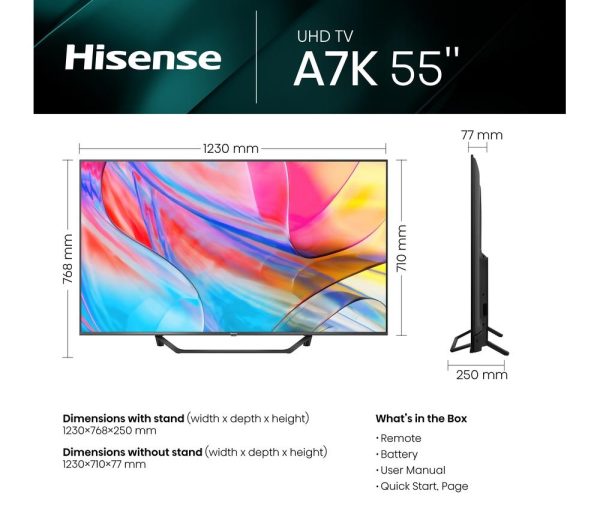 HISENSE 55A7KQTUK 55" Smart 4K Ultra HD HDR QLED TV with Amazon Alexa
