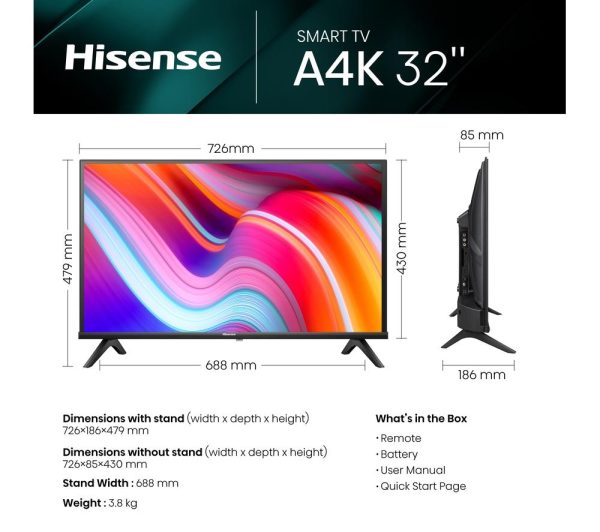 HISENSE 32A4KTUK 32" Smart HD Ready LED TV