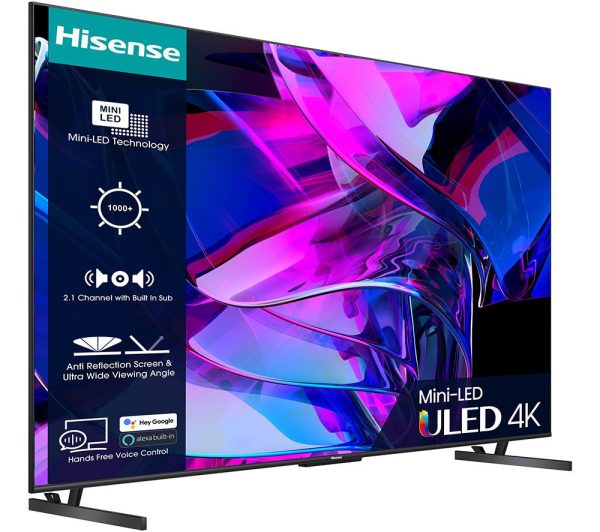 HISENSE 75U7KQTUK 75" Smart 4K Ultra HD HDR Mini-LED TV with Amazon Alexa