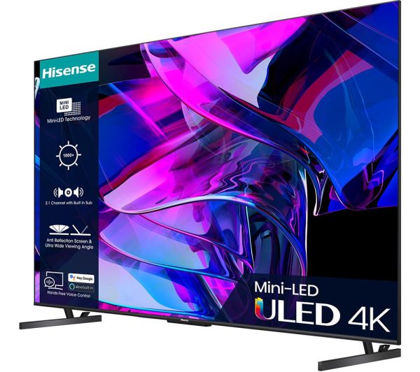 HISENSE 75U7KQTUK 75" Smart 4K Ultra HD HDR Mini-LED TV with Amazon Alexa