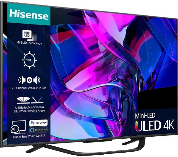 HISENSE 65U7KQTUK 65" Smart 4K Ultra HD HDR Mini-LED TV with Amazon Alexa