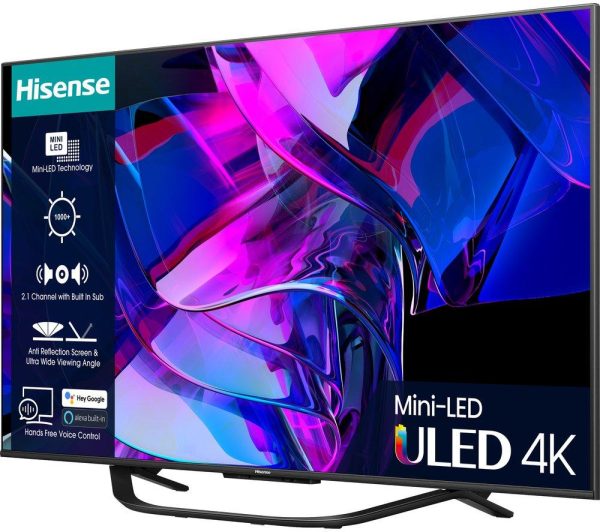 HISENSE 65U7KQTUK 65" Smart 4K Ultra HD HDR Mini-LED TV with Amazon Alexa
