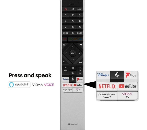 HISENSE 65U7KQTUK 65" Smart 4K Ultra HD HDR Mini-LED TV with Amazon Alexa