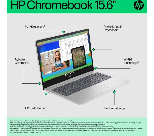HP 15a-nb0502sa 15.6" Chromebook Plus - Intel® Core i3, 128 GB SSD, Silver