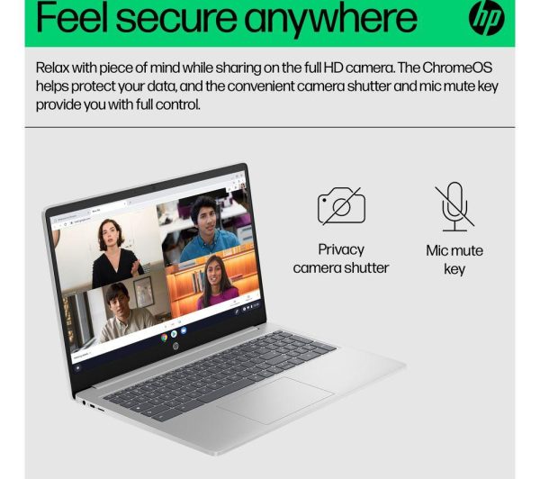 HP 15a-nb0502sa 15.6" Chromebook Plus - Intel® Core i3, 128 GB SSD, Silver