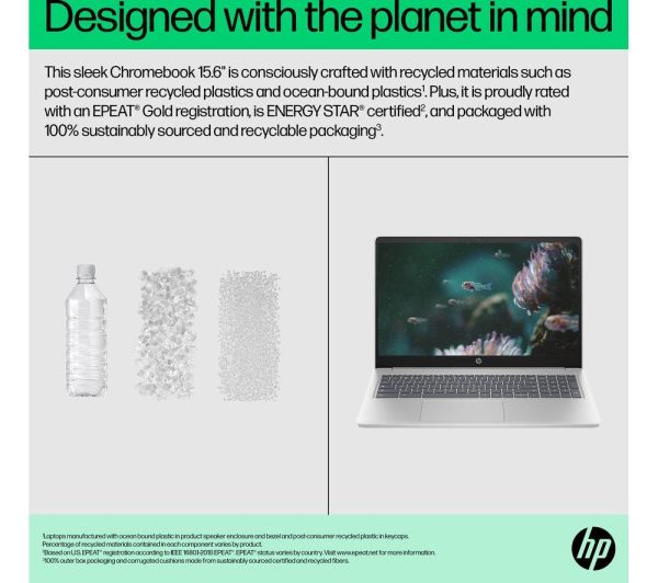 HP 15a-nb0502sa 15.6" Chromebook Plus - Intel® Core i3, 128 GB SSD, Silver