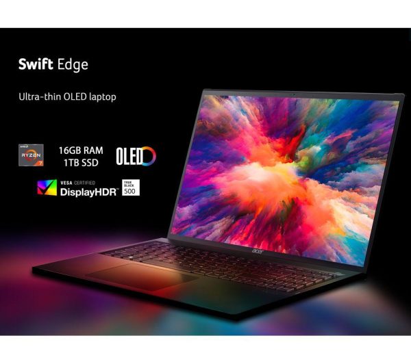 ACER Swift Edge 16" Laptop - AMD Ryzen 7, 1 TB SSD, Black