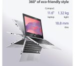 ASUS CX1 11.6" 2 in 1 Chromebook - IntelÂ® CeleronÂ®, 64 GB eMMC, Silver