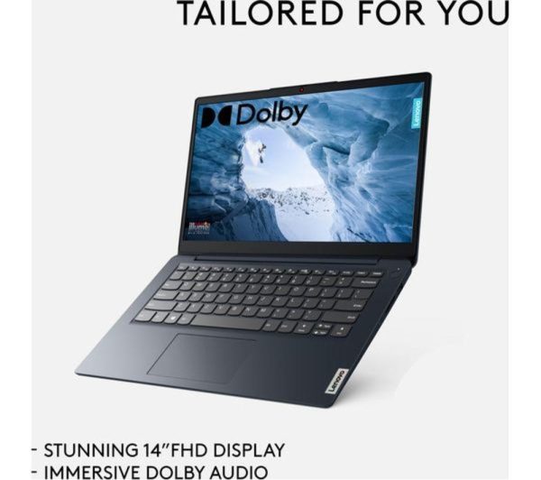 LENOVO IdeaPad i1 14" Refurbished Laptop - IntelÂ® CeleronÂ®, 128 GB eMMC, Blue (Very Good Condition)