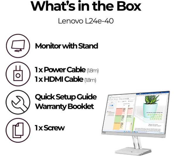 LENOVO L24e-40 Full HD 23.8" VA LCD Monitor - Grey