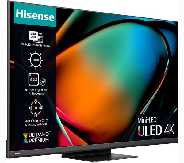 HISENSE 55U8KQTUK 55" Smart 4K Ultra HD HDR Mini-LED TV with Amazon Alexa