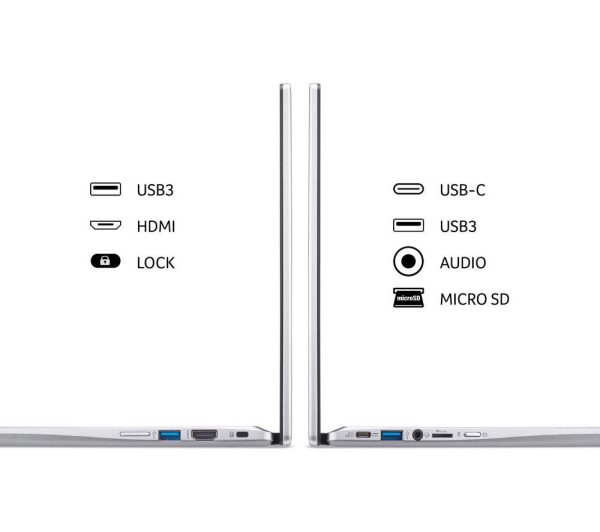 ACER Spin 314 14" 2 in 1 Chromebook - IntelÂ® CeleronÂ®, 128 GB eMMC, Silver
