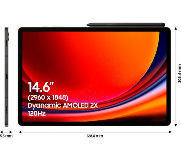 SAMSUNG Galaxy Tab S9 Ultra 14.6" 5G Tablet (256 GB, Graphite) & Galaxy Tab S9 Ultra Slim Book Cover Keyboard Case Bundle