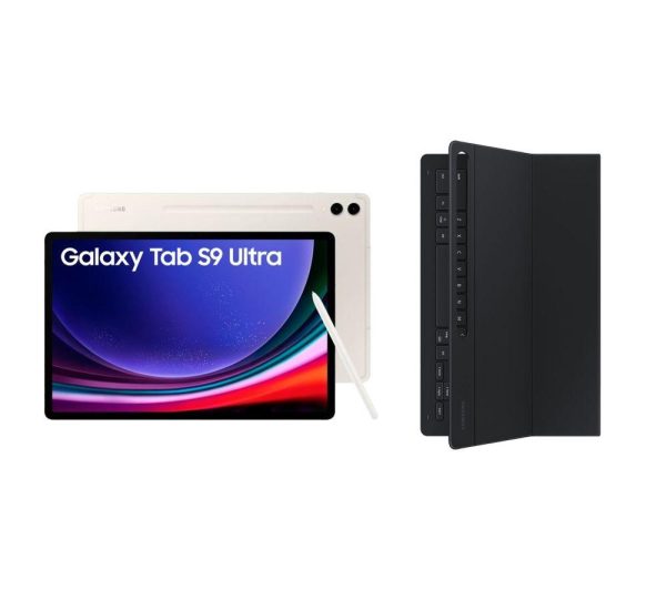 SAMSUNG Galaxy Tab S9 Ultra 14.6" Tablet (512 GB, Beige) & Galaxy Tab S9 Ultra Slim Book Cover Keyboard Case Bundle