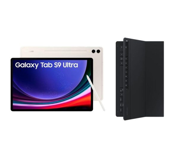 SAMSUNG Galaxy Tab S9 Ultra 14.6" Tablet (1 TB, Beige) & Galaxy Tab S9 Ultra Slim Book Cover Keyboard Case Bundle