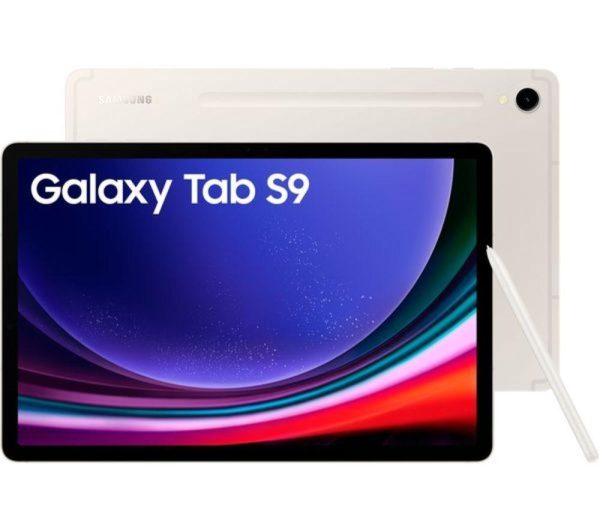 SAMSUNG Galaxy Tab S9 11" Tablet (128 GB, Beige) & Galaxy Tab S9 Slim Book Cover Keyboard Case Bundle