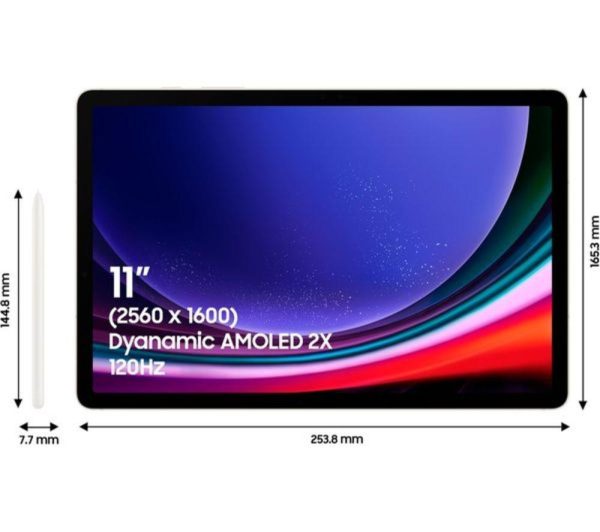 SAMSUNG Galaxy Tab S9 11" Tablet (128 GB, Beige) & Galaxy Tab S9 Slim Book Cover Keyboard Case Bundle