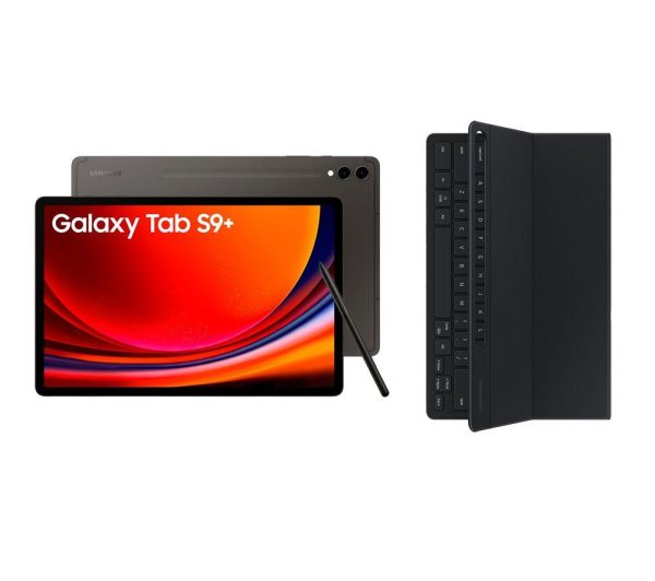 SAMSUNG Galaxy Tab S9+ 12.4" 5G Tablet (256 GB, Graphite) & Galaxy Tab S9+ Slim Book Cover Keyboard Case Bundle