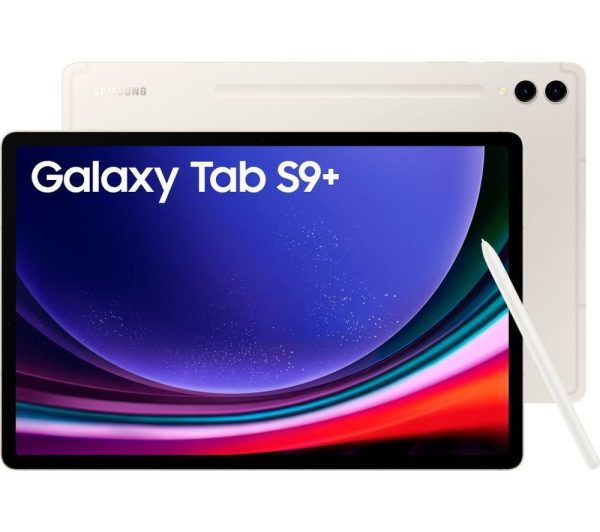 SAMSUNG Galaxy Tab S9+ 12.4" 5G Tablet (256 GB, Beige) & Galaxy Tab S9+ Slim Book Cover Keyboard Case Bundle