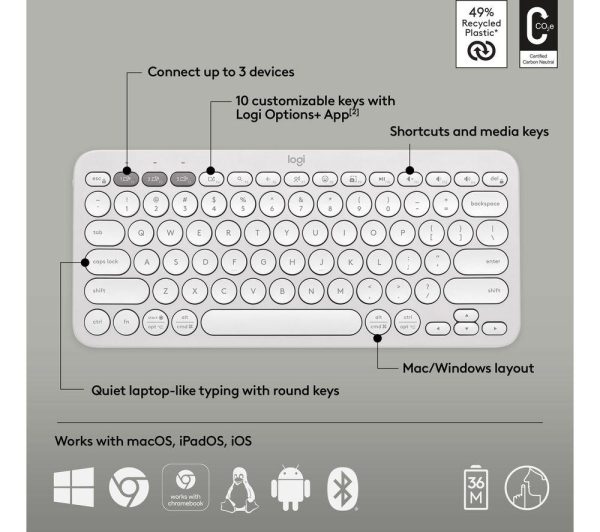 LOGITECH Signature Slim K950 Wireless Keyboard - White