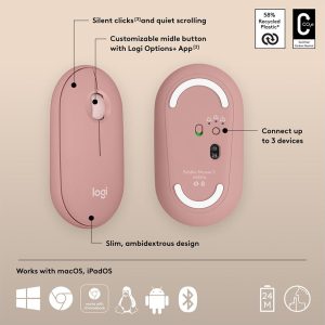 LOGITECH Pebble 2 M350S Wireless Optical Mouse - Rose
