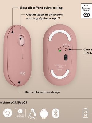 LOGITECH Pebble 2 M350S Wireless Optical Mouse - Rose