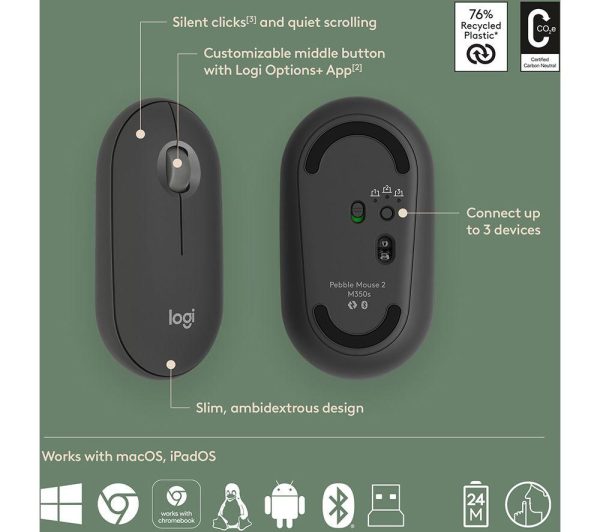 LOGITECH Pebble 2 MK380 Wireless Keyboard & Mouse Set - Graphite